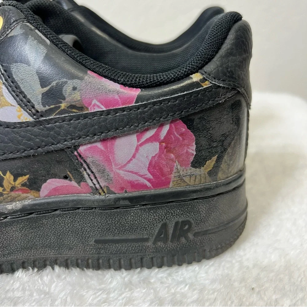 Nike AIR FORCE 1 LOW 'FLORAL' Black Size 7 Women’s AO1017 002
